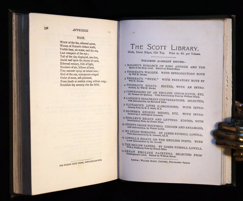 1886 Rare Victorian Book - WALDEN by Henry David THOREAU. Introductory Note by Will H. Dircks.