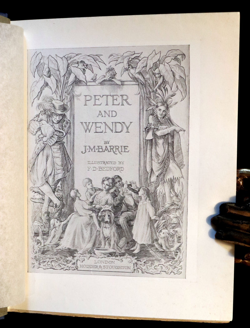 1911 Rare PETER PAN - Peter and Wendy by J.M. Barrie illustrated by F.D. Bedford with Tipped-in Color Frontspiece.
