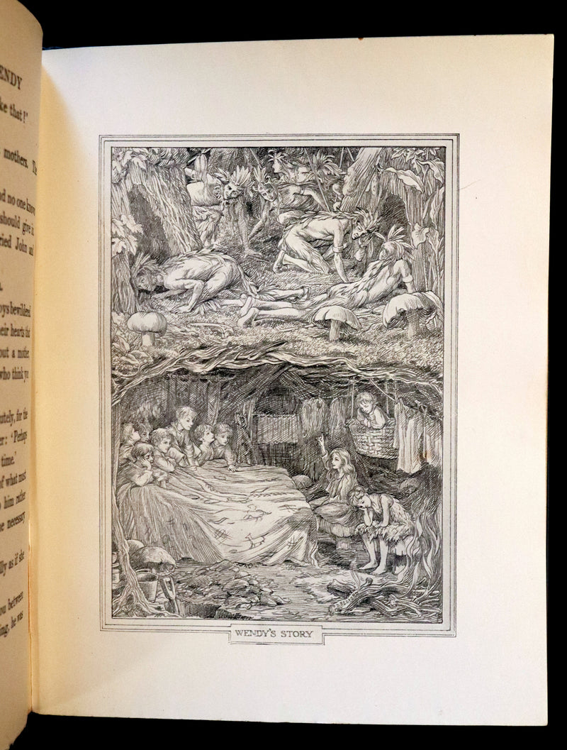 1911 Rare PETER PAN - Peter and Wendy by J.M. Barrie illustrated by F.D. Bedford with Tipped-in Color Frontspiece.