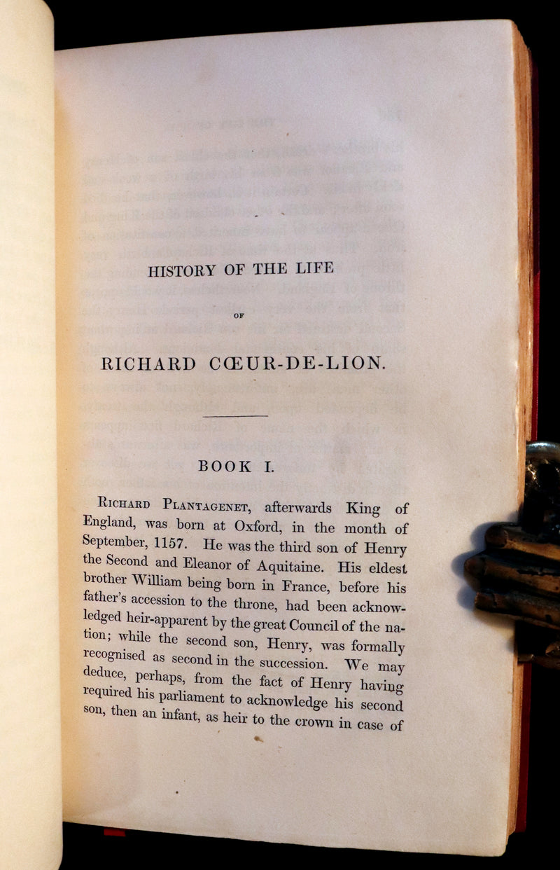 1841 Rare book set bound by Morrell ~ A History of the Life of RICHARD COEUR-DE-LION King of England.