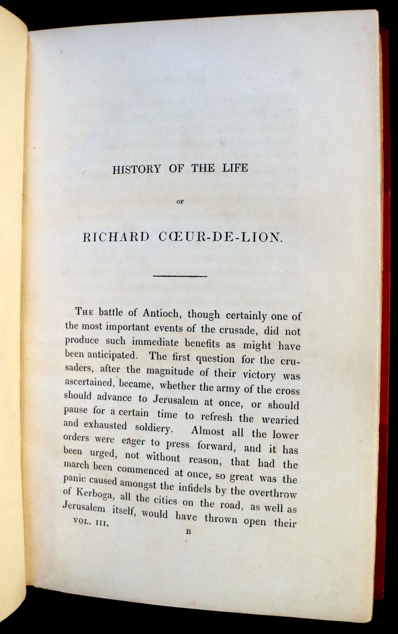 1841 Rare book set bound by Morrell ~ A History of the Life of RICHARD COEUR-DE-LION King of England.