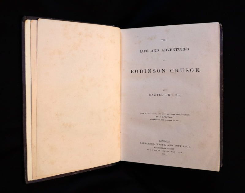 1864 Rare Book in a Beautiful Binding - THE LIFE and ADVENTURES OF ROBINSON CRUSOE.