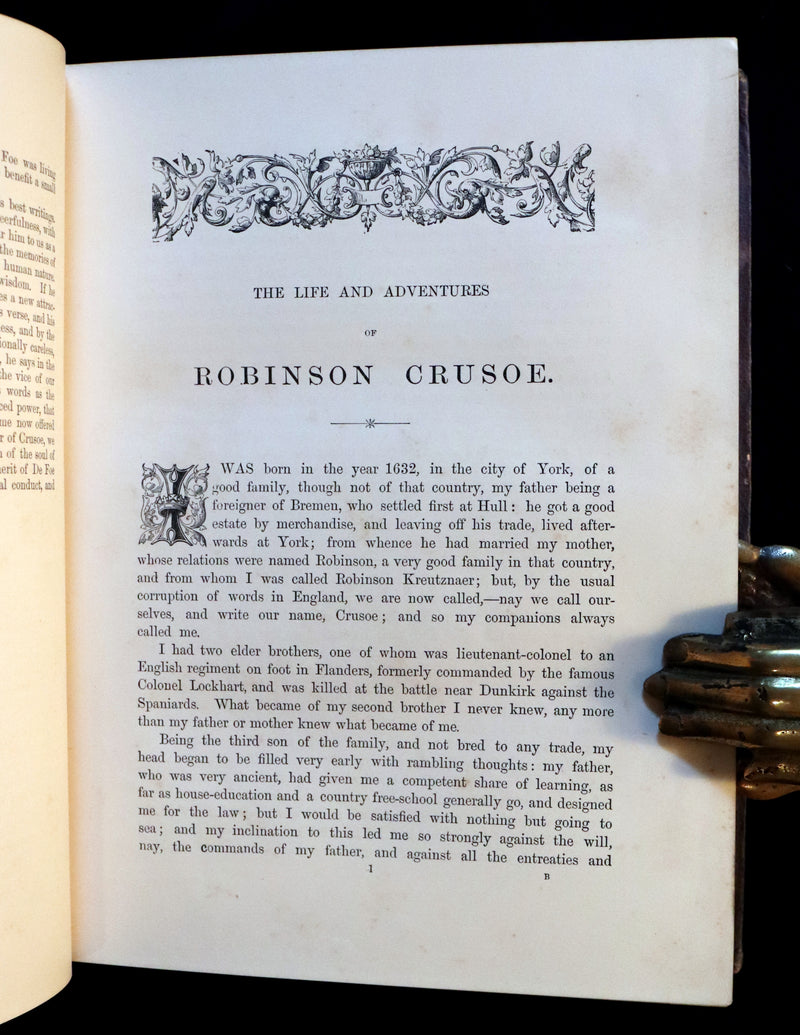 1864 Rare Book in a Beautiful Binding - THE LIFE and ADVENTURES OF ROBINSON CRUSOE.