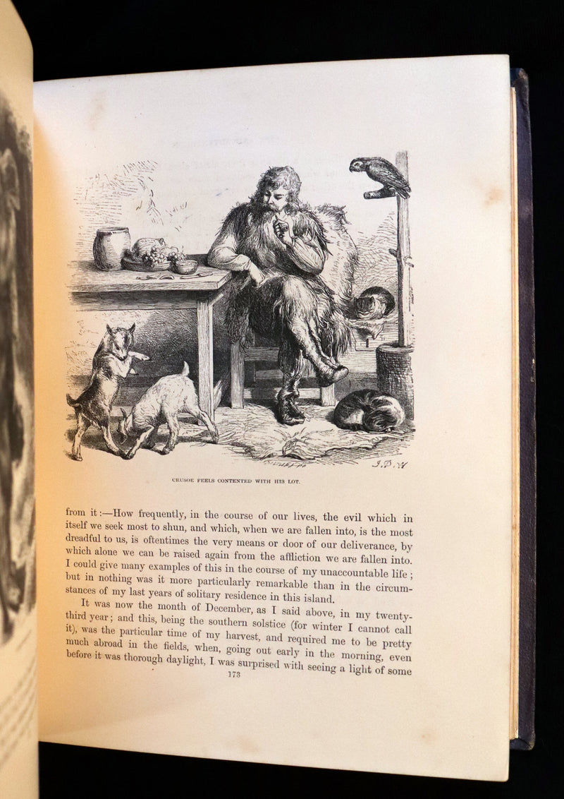 1864 Rare Book in a Beautiful Binding - THE LIFE and ADVENTURES OF ROBINSON CRUSOE.
