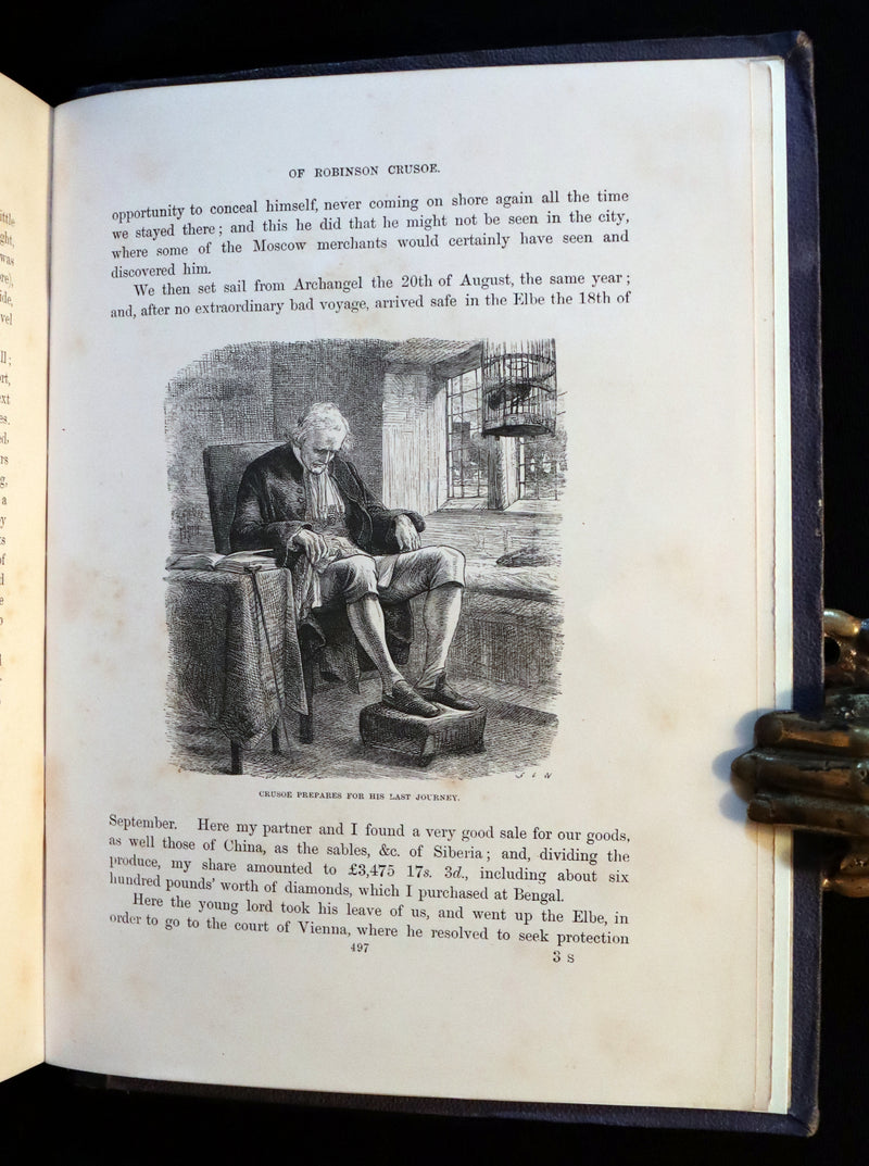 1864 Rare Book in a Beautiful Binding - THE LIFE and ADVENTURES OF ROBINSON CRUSOE.