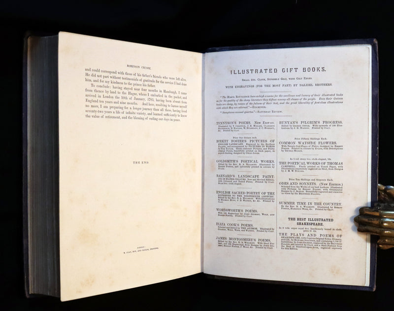 1864 Rare Book in a Beautiful Binding - THE LIFE and ADVENTURES OF ROBINSON CRUSOE.