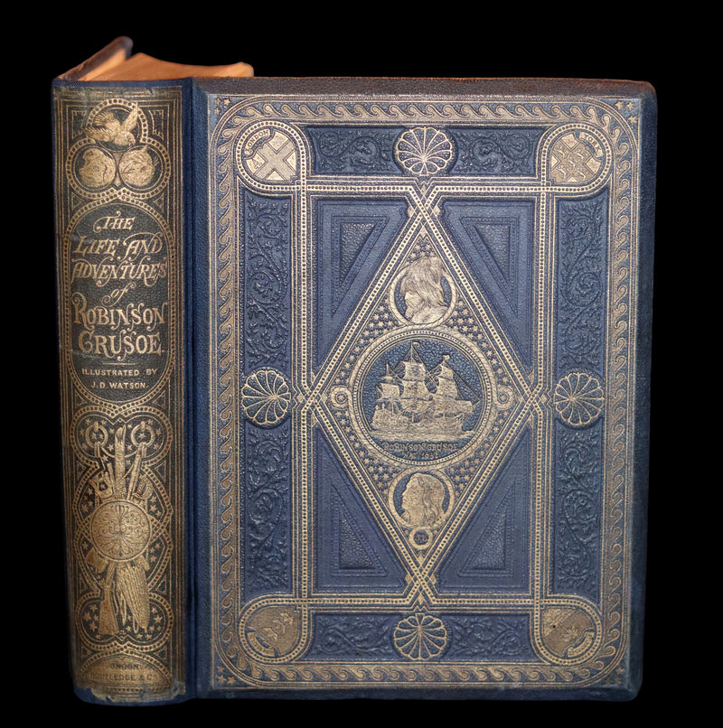 1864 Rare Book in a Beautiful Binding - THE LIFE and ADVENTURES OF ROBINSON CRUSOE.