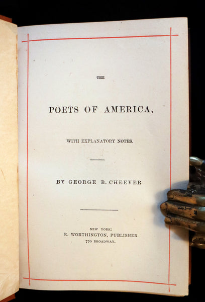 1880 Scarce Victorian Book - The POETS of AMERICA With Explanatory Notes by George B. Cheever.