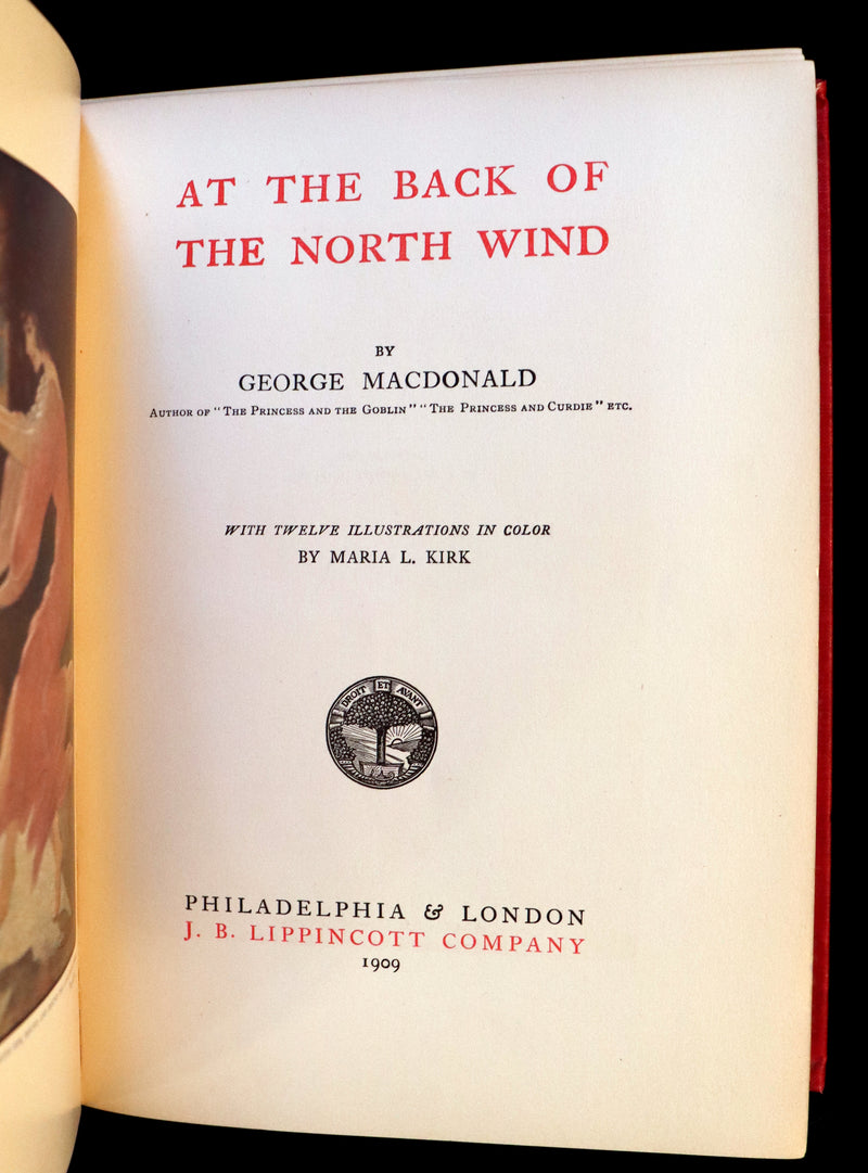 1909 Rare Book - AT THE BACK OF THE NORTH WIND. First Edition illustrated by Maria L. Kirk.