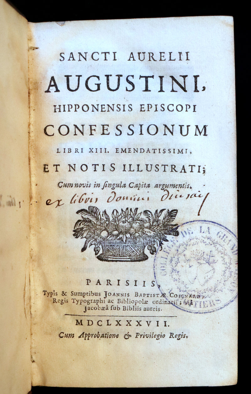 1687 Rare Latin Book - The Confessions of Saint Augustine of Hippo. Confessionum Libri XIII.