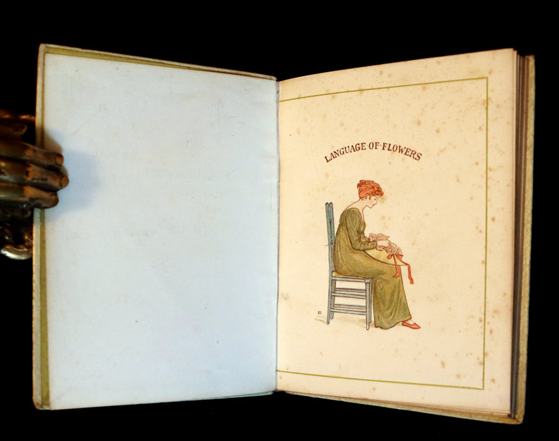 1884 Rare First Edition - LANGUAGE OF FLOWERS illustrated by Kate Greenaway in colours.