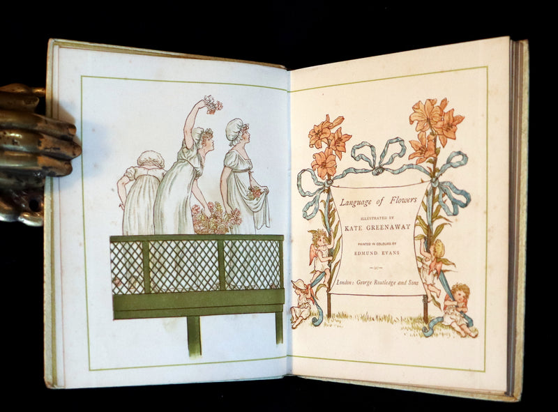 1884 Rare First Edition - LANGUAGE OF FLOWERS illustrated by Kate Greenaway in colours.