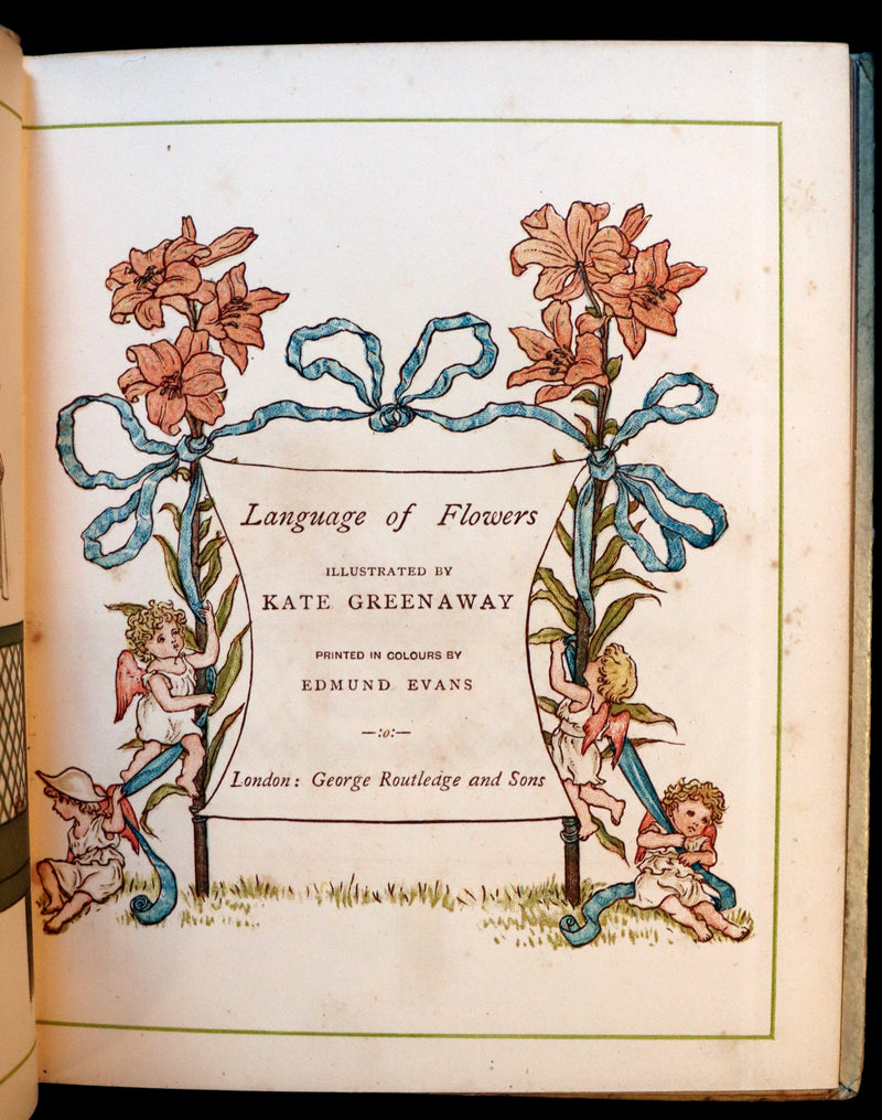1884 Rare First Edition - LANGUAGE OF FLOWERS illustrated by Kate Greenaway in colours.