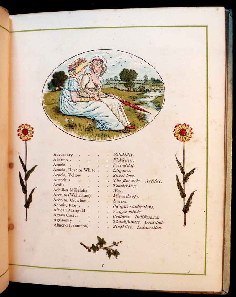 1884 Rare First Edition - LANGUAGE OF FLOWERS illustrated by Kate Greenaway in colours.