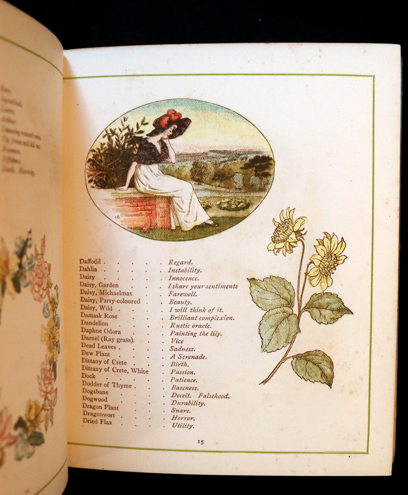 1884 Rare First Edition - LANGUAGE OF FLOWERS illustrated by Kate Greenaway in colours.