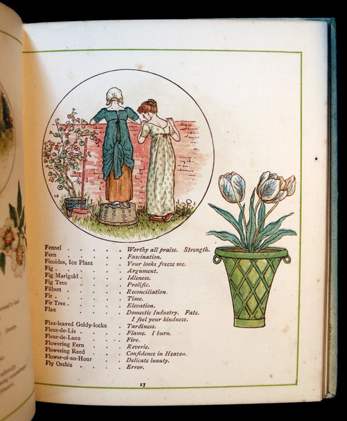 1884 Rare First Edition - LANGUAGE OF FLOWERS illustrated by Kate Greenaway in colours.