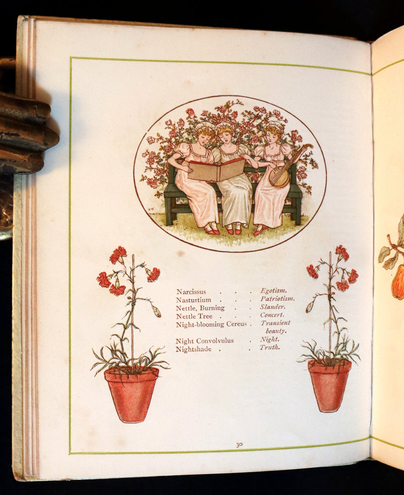 1884 Rare First Edition - LANGUAGE OF FLOWERS illustrated by Kate Greenaway in colours.