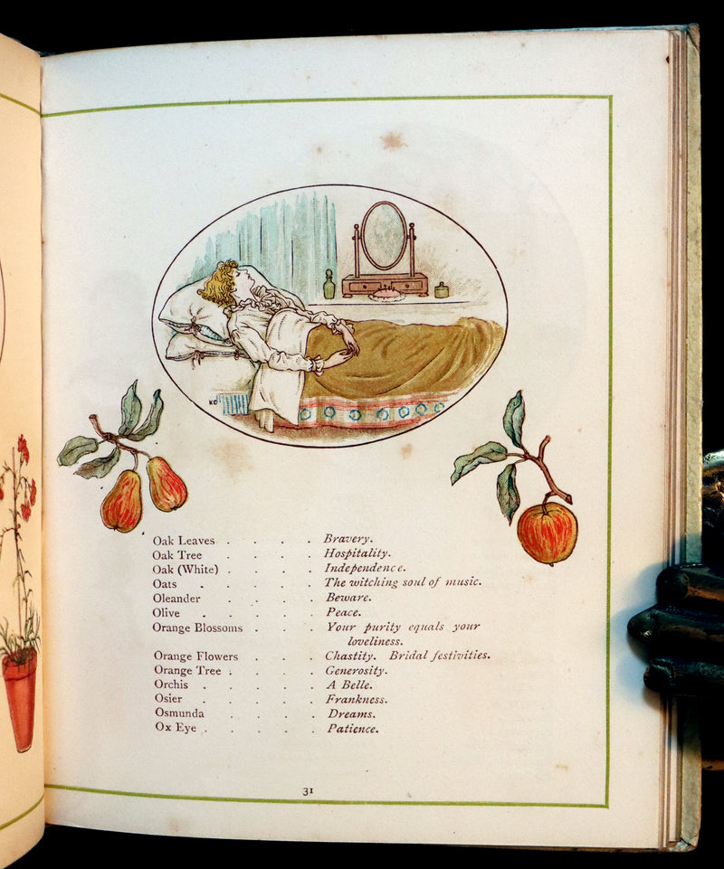 1884 Rare First Edition - LANGUAGE OF FLOWERS illustrated by Kate Greenaway in colours.