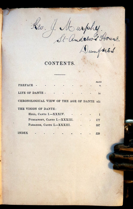 1860 Rare Book - The VISION, or HELL, PURGATORY, and PARADISE of Dante Alighieri.