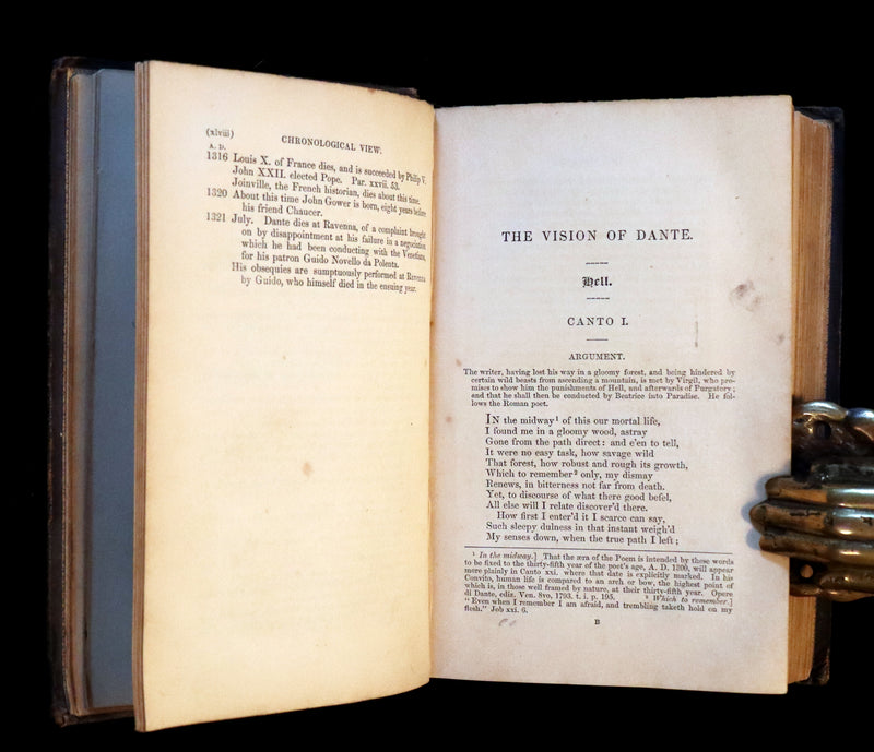 1860 Rare Book - The VISION, or HELL, PURGATORY, and PARADISE of Dante Alighieri.