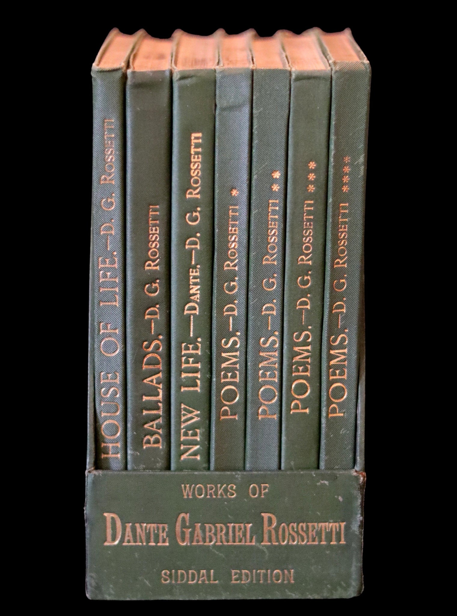 1899 Scarce Pre-Raphaelite Book set - Works of Dante Gabriel Rossetti - Siddal Edition with Bookcase.