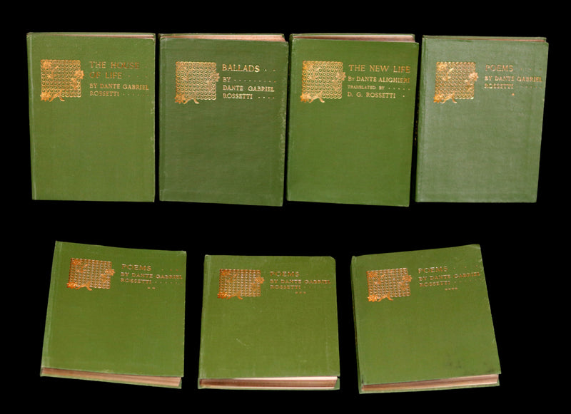 1899 Scarce Pre-Raphaelite Book set - Works of Dante Gabriel Rossetti - Siddal Edition with Bookcase.