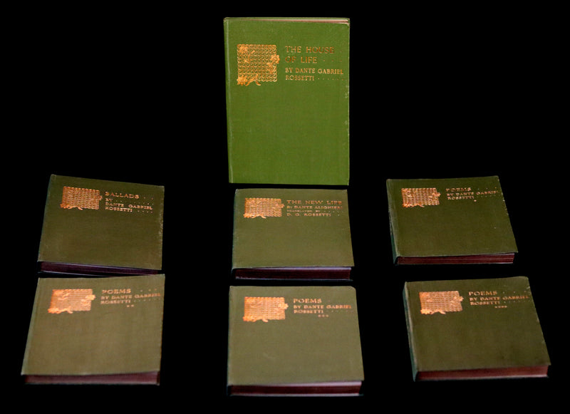1899 Scarce Pre-Raphaelite Book set - Works of Dante Gabriel Rossetti - Siddal Edition with Bookcase.