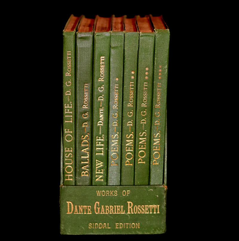1899 Scarce Pre-Raphaelite Book set - Works of Dante Gabriel Rossetti - Siddal Edition with Bookcase.