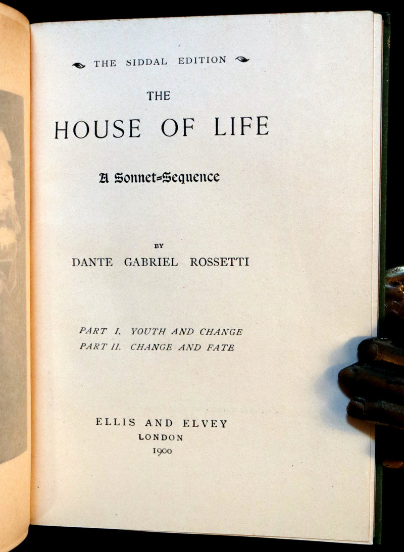 1899 Scarce Pre-Raphaelite Book set - Works of Dante Gabriel Rossetti - Siddal Edition with Bookcase.