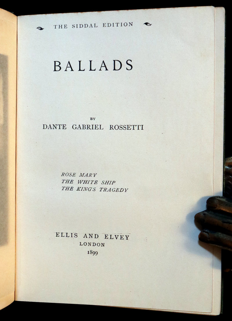 1899 Scarce Pre-Raphaelite Book set - Works of Dante Gabriel Rossetti - Siddal Edition with Bookcase.