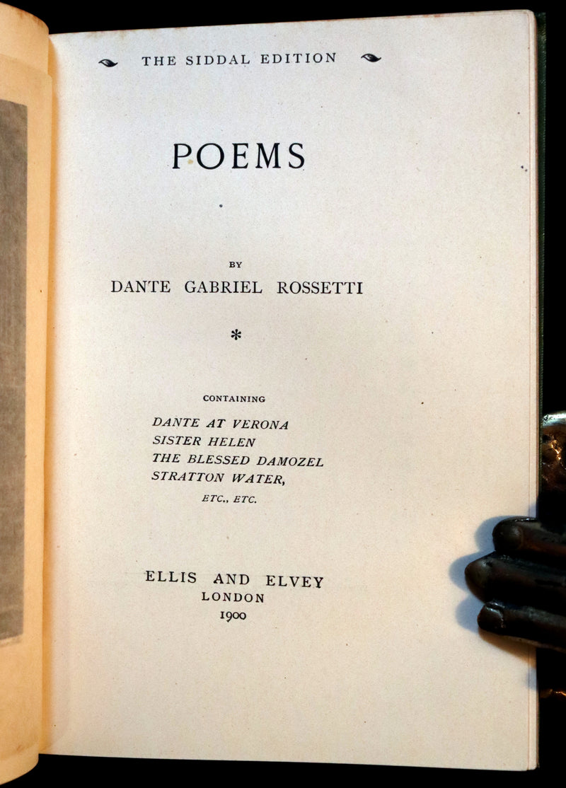 1899 Scarce Pre-Raphaelite Book set - Works of Dante Gabriel Rossetti - Siddal Edition with Bookcase.