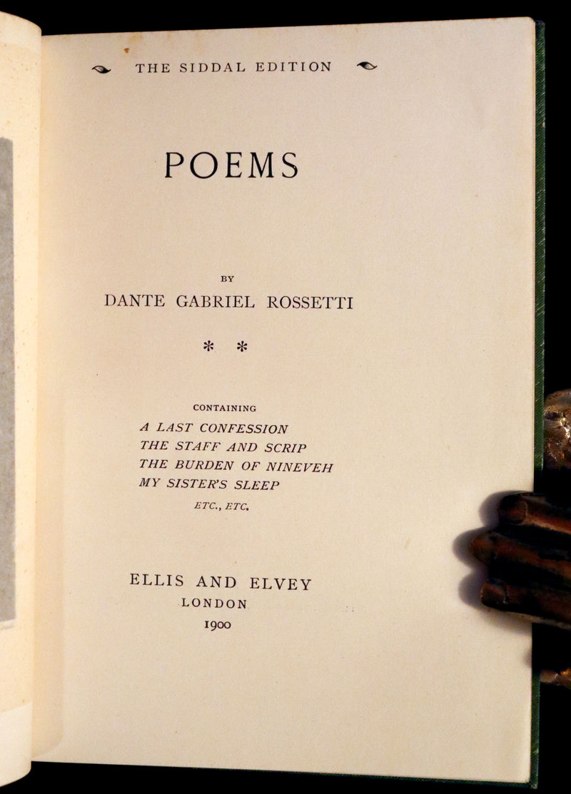 1899 Scarce Pre-Raphaelite Book set - Works of Dante Gabriel Rossetti - Siddal Edition with Bookcase.