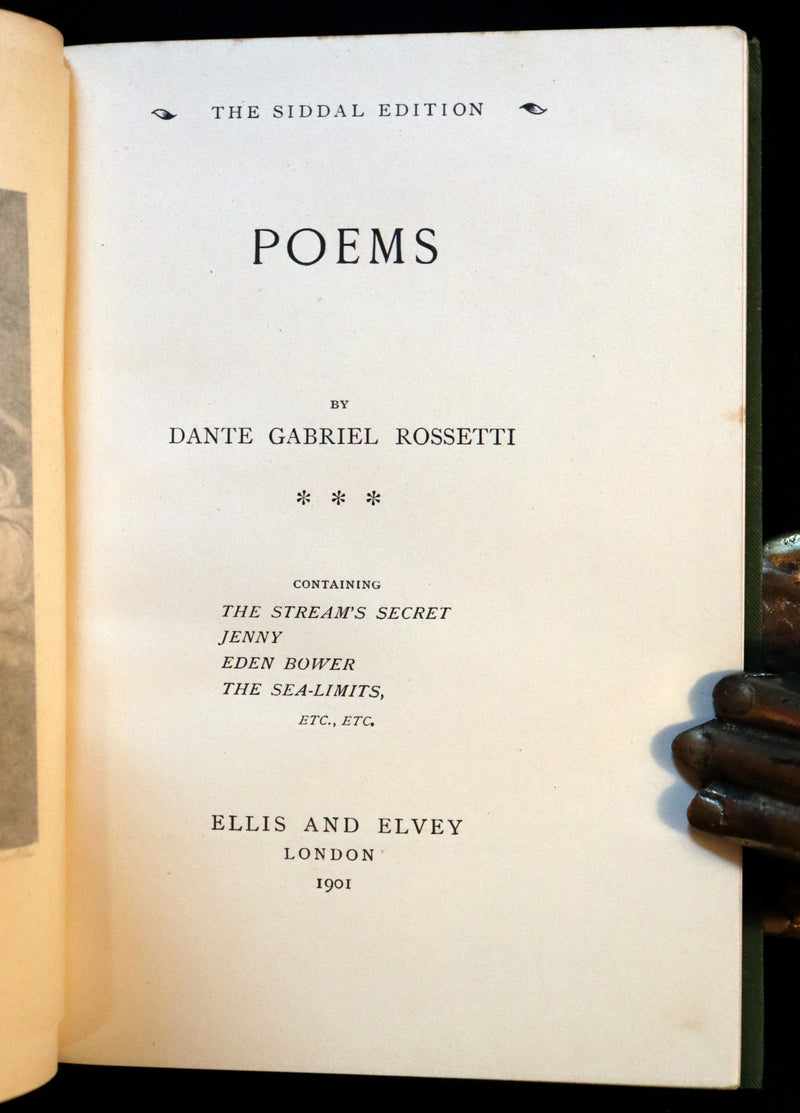 1899 Scarce Pre-Raphaelite Book set - Works of Dante Gabriel Rossetti - Siddal Edition with Bookcase.