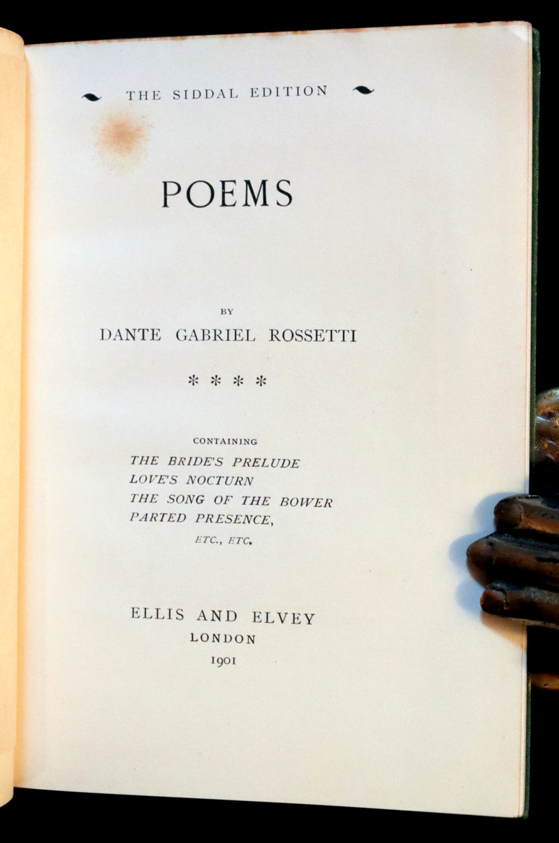 1899 Scarce Pre-Raphaelite Book set - Works of Dante Gabriel Rossetti - Siddal Edition with Bookcase.