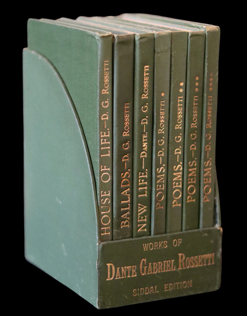 1899 Scarce Pre-Raphaelite Book set - Works of Dante Gabriel Rossetti - Siddal Edition with Bookcase.