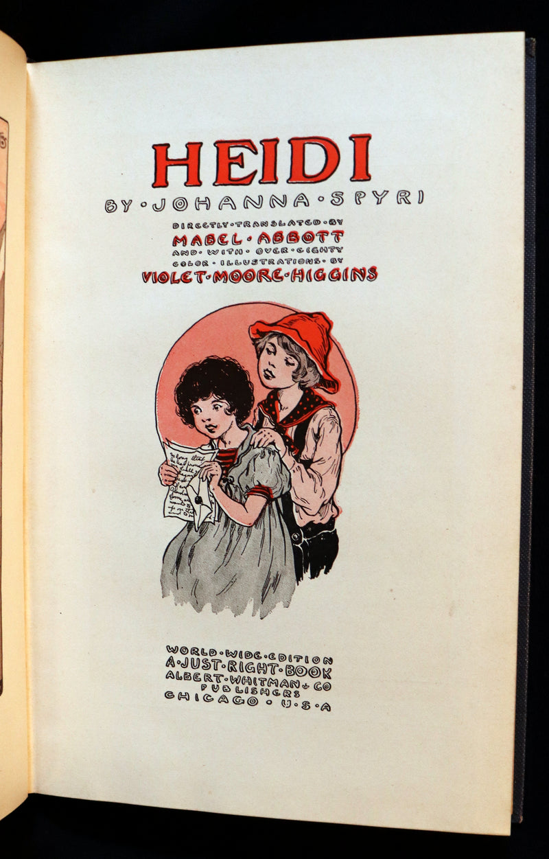 1924 Rare Book - HEIDI by Johanna Spyri. First Edition illustrated by Violet Moore Higgins.