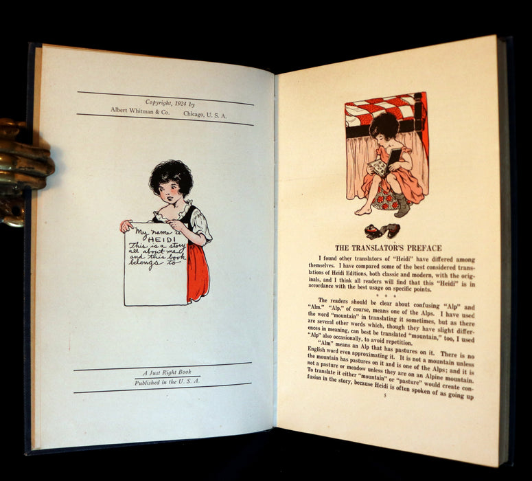 1924 Rare Book - HEIDI by Johanna Spyri. First Edition illustrated by Violet Moore Higgins.