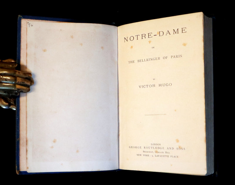 1890 Rare Victorian Gothic Book - Notre-Dame or The Bellringer of Paris by Victor Hugo.