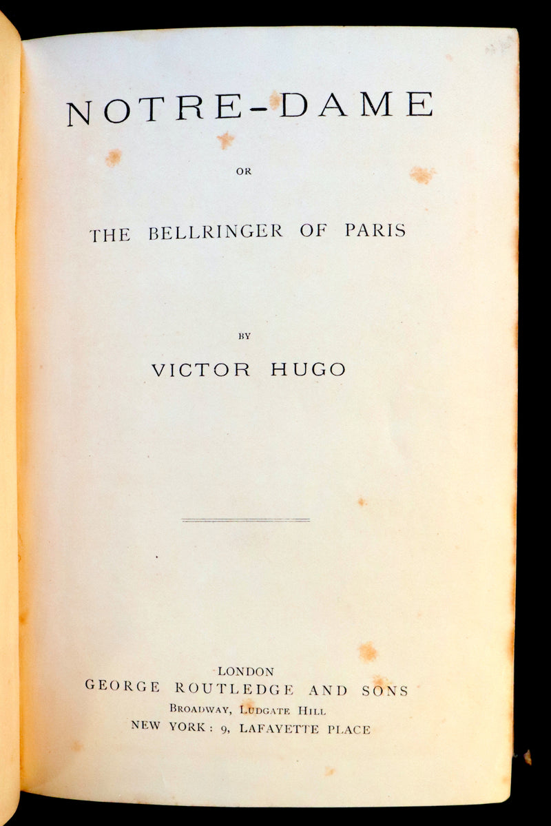 1890 Rare Victorian Gothic Book - Notre-Dame or The Bellringer of Paris by Victor Hugo.