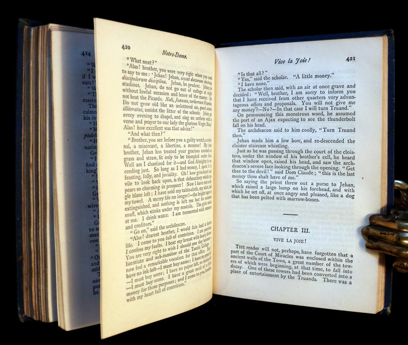 1890 Rare Victorian Gothic Book - Notre-Dame or The Bellringer of Paris by Victor Hugo.