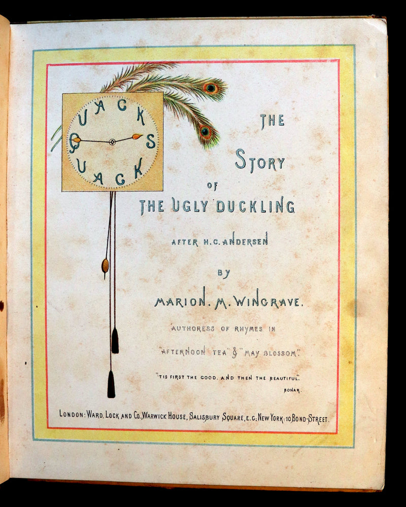 1883 First Edition illustrated by Marion M. Wingrave - QUACKS The Ugly Duckling From Andersen's Fairy Tales.