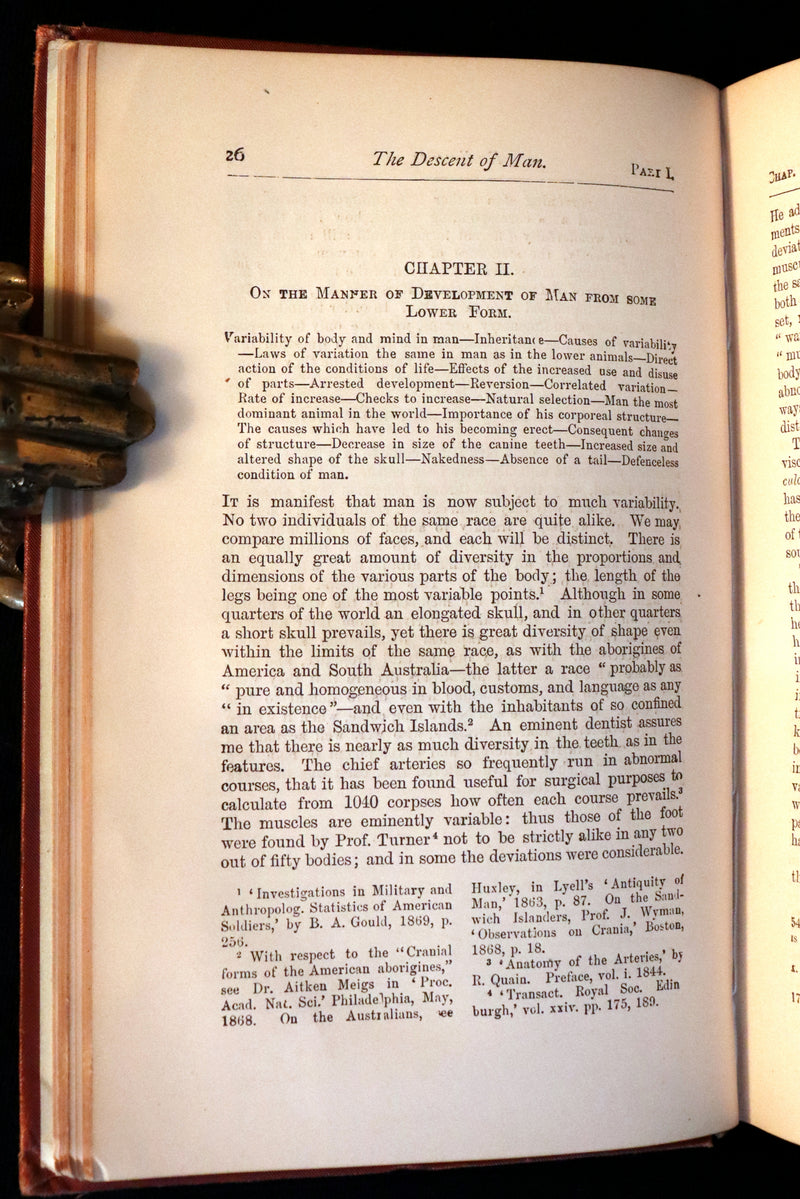 1883 Rare Book - CHARLES DARWIN - The DESCENT OF MAN and Selection in Relation to Sex.