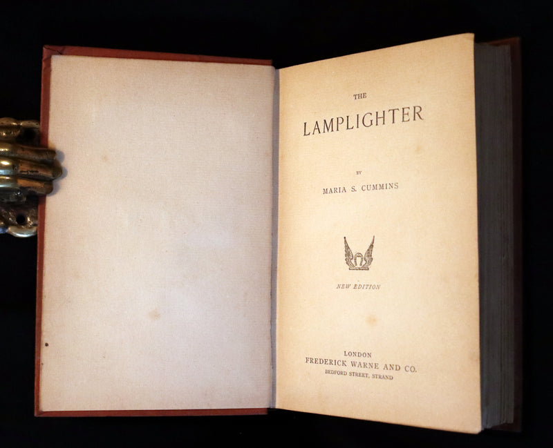 1890 Rare Victorian Book - The LAMPLIGHTER by Maria Susanna Cummins.
