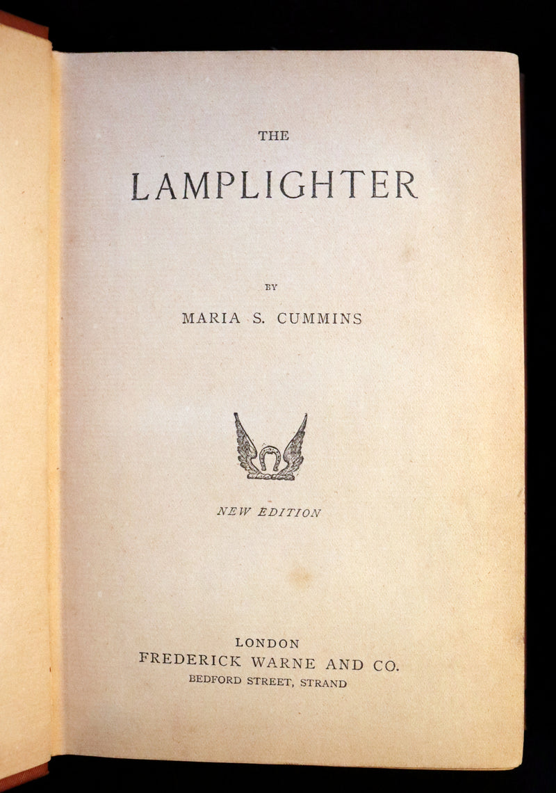 1890 Rare Victorian Book - The LAMPLIGHTER by Maria Susanna Cummins.