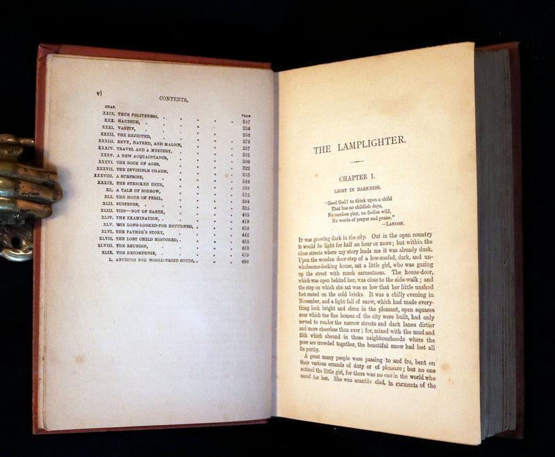 1890 Rare Victorian Book - The LAMPLIGHTER by Maria Susanna Cummins.