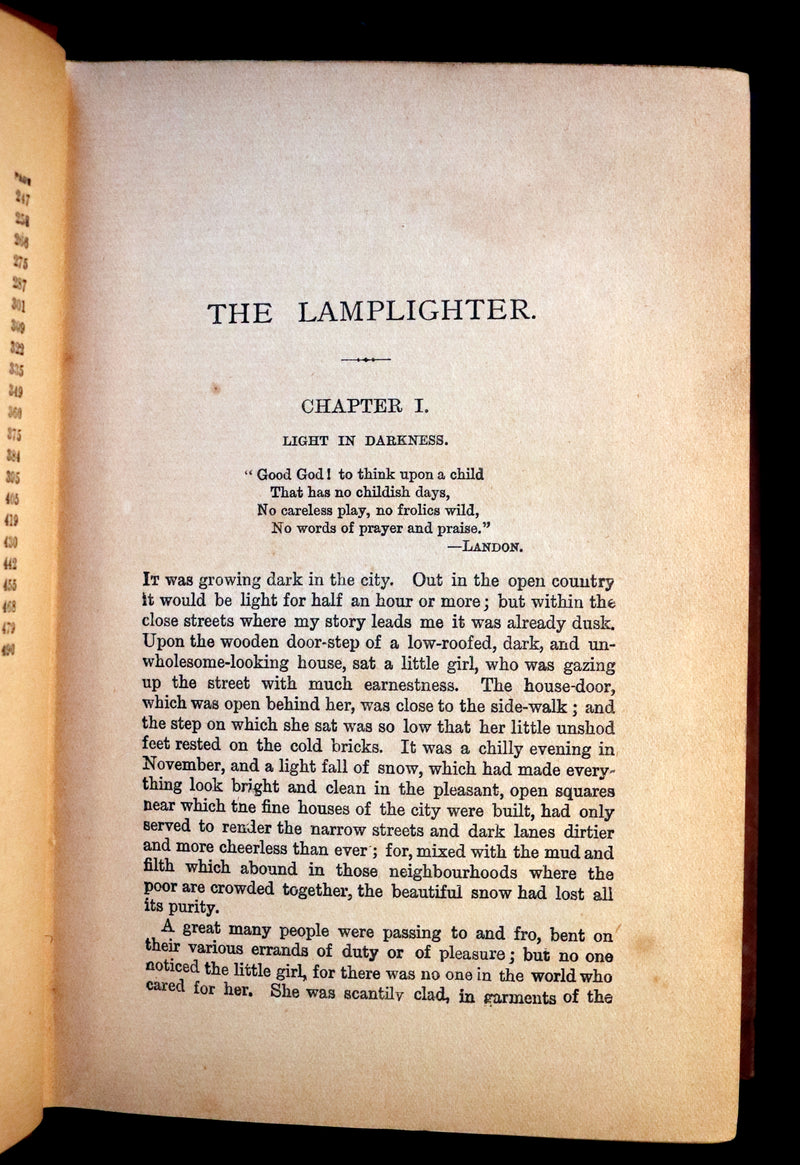 1890 Rare Victorian Book - The LAMPLIGHTER by Maria Susanna Cummins.