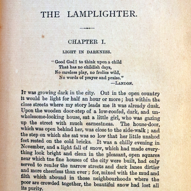 1890 Rare Victorian Book - The LAMPLIGHTER by Maria Susanna Cummins.