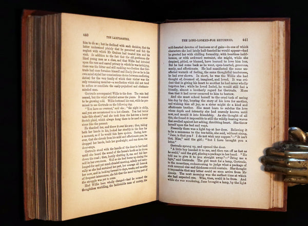 1890 Rare Victorian Book - The LAMPLIGHTER by Maria Susanna Cummins.