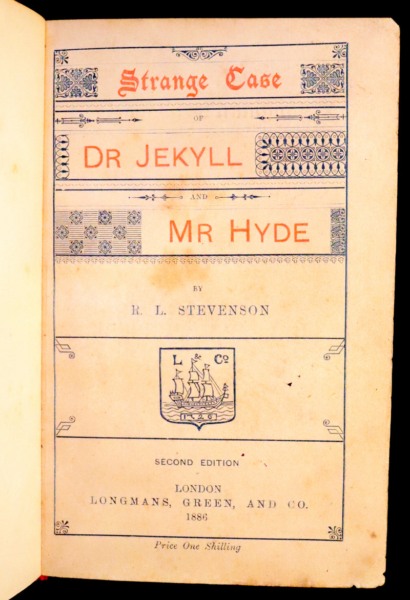 1886 Rare Book in Bickers & Son Binding - Dr Jekyll and Mr Hyde by Stevenson. Second Edition.