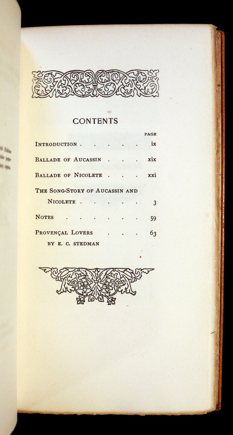 1913 Rare Limited Edition bound in Morocco - MEDIEVAL HISTORY of Aucassin & Nicolette. Knighthood and Chivalry.